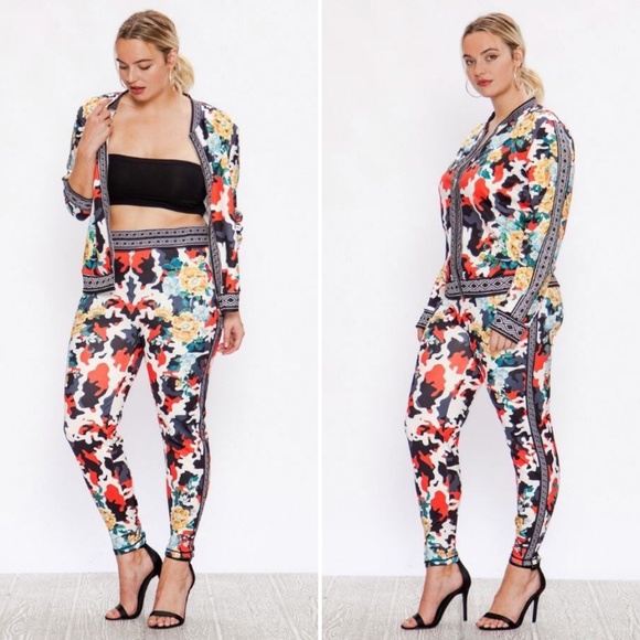 Camo Florals 2X Track Suit Jacket & Leggings Set - Picture 8 of 8